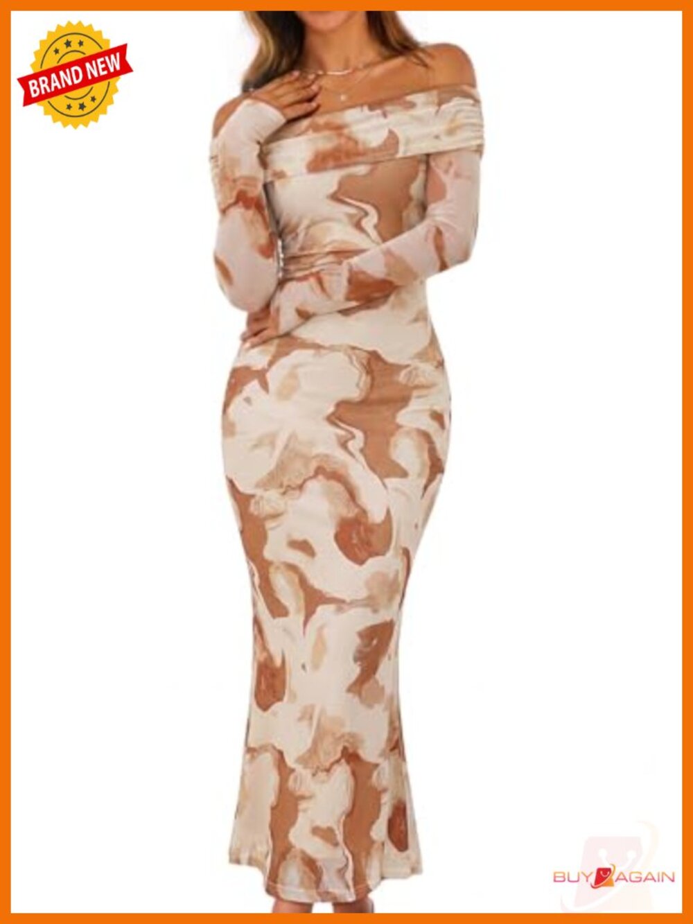 Off Shoulder Floral Bodycon Maxi Dress Long Sleeve Ruched Wedding Guest